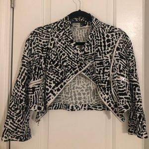 Animal print cropped blazer jacket